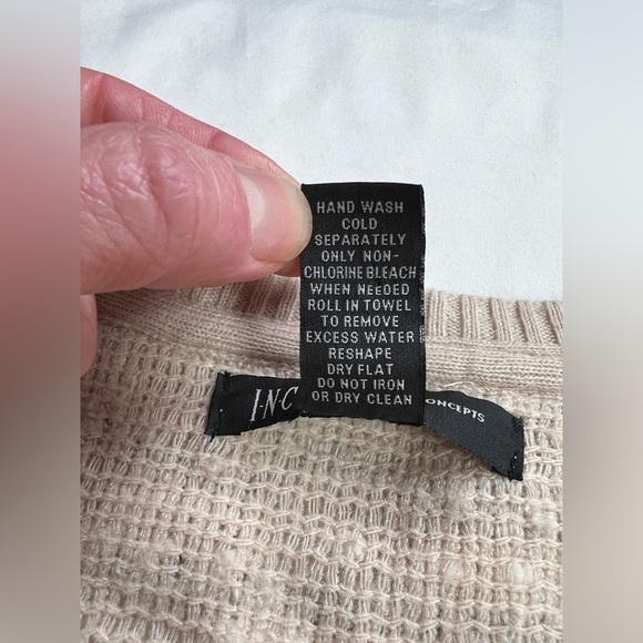 INTERNATIONAL CONCEPTS Cream fringe pearl like detail cardigan sweater size S - Picture 11 of 13